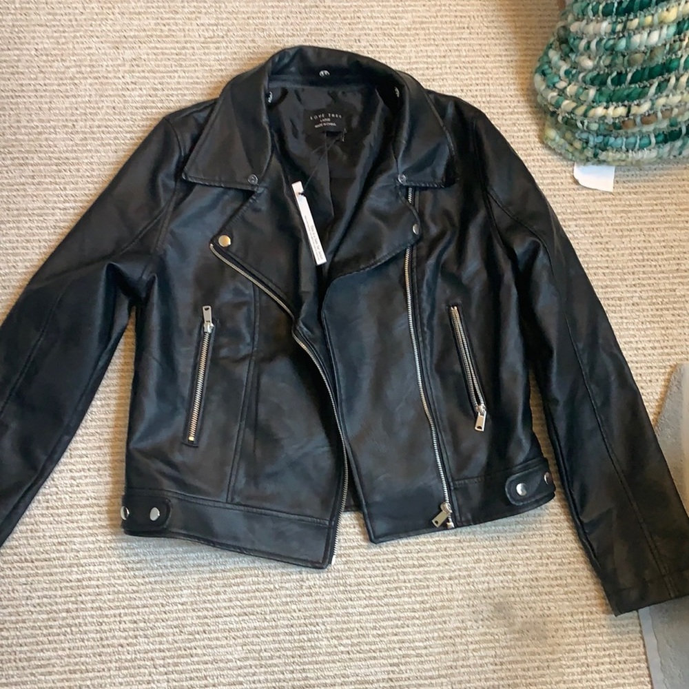 Love Tree faux leather jacket. Size large.